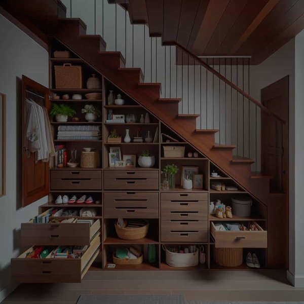 Comment optimiser l'espace sous un escalier avec des rangements sur mesure ?